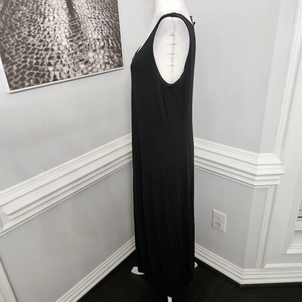 Eileen fisher 100% silk dress size large black - Picture 4 of 8